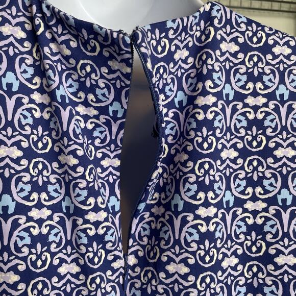 J McLaughlin‎ Purple Blue Catalina Cloth Shift Dress Size L Preppy Old Money - Picture 12 of 12